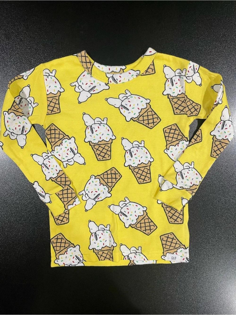 Gap Peanuts Yellow Ice Cream Cone Pajama Set Fits 2T 🍦 🐶